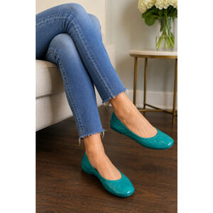 Tieks By Gavrieli Teal Patent Leather Ballet Flats Women Size 6 Slip On Comfort